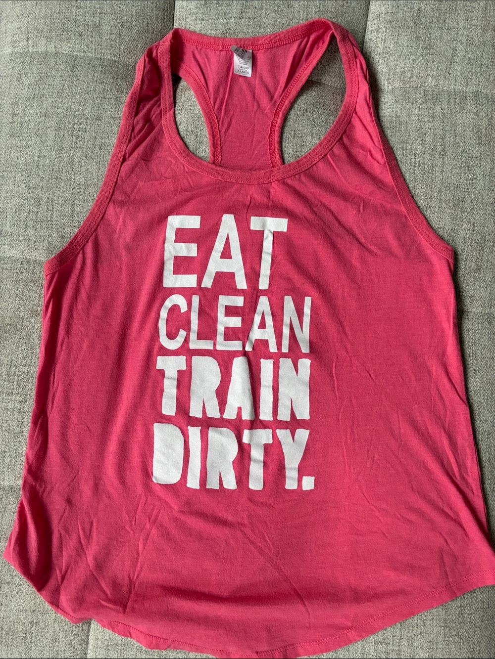 Hot Pink Racerback Tank Top with Bold White Slogan